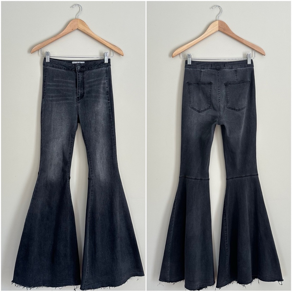 Free People Just Float On Flare Jean Washed Black